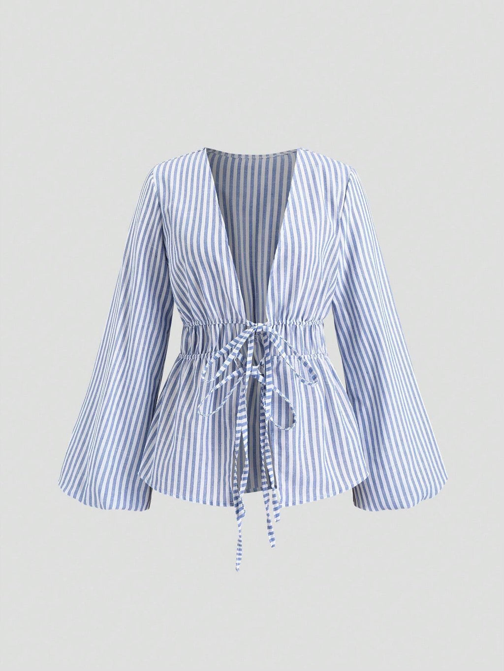 Women's Bow Lace-up Striped Top Casual Coat